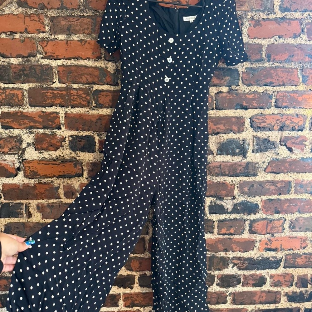Black Jumpsuit with White Polka Dots